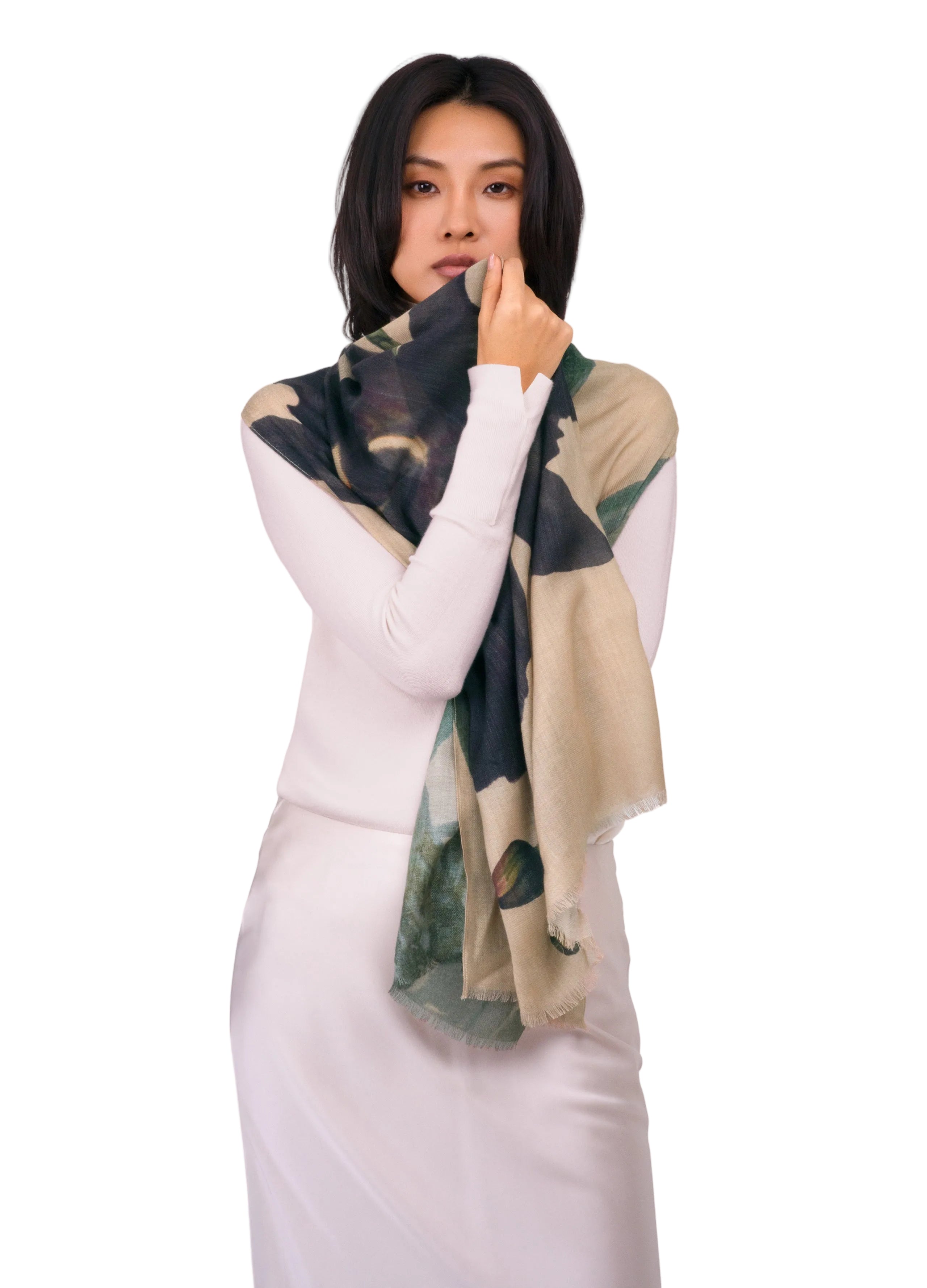Midnight Orchid Wool Wrap Scarf