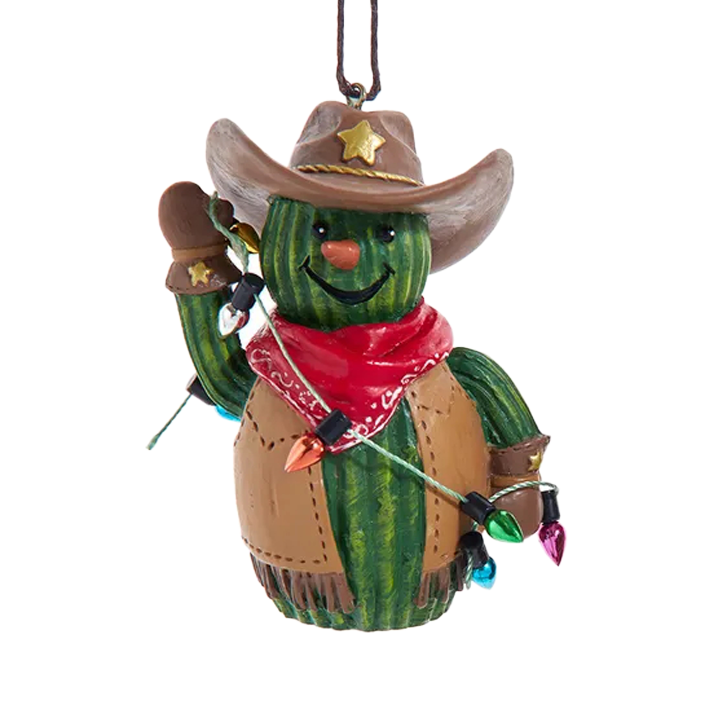 Western Cactus Snowman Ornament - Vest