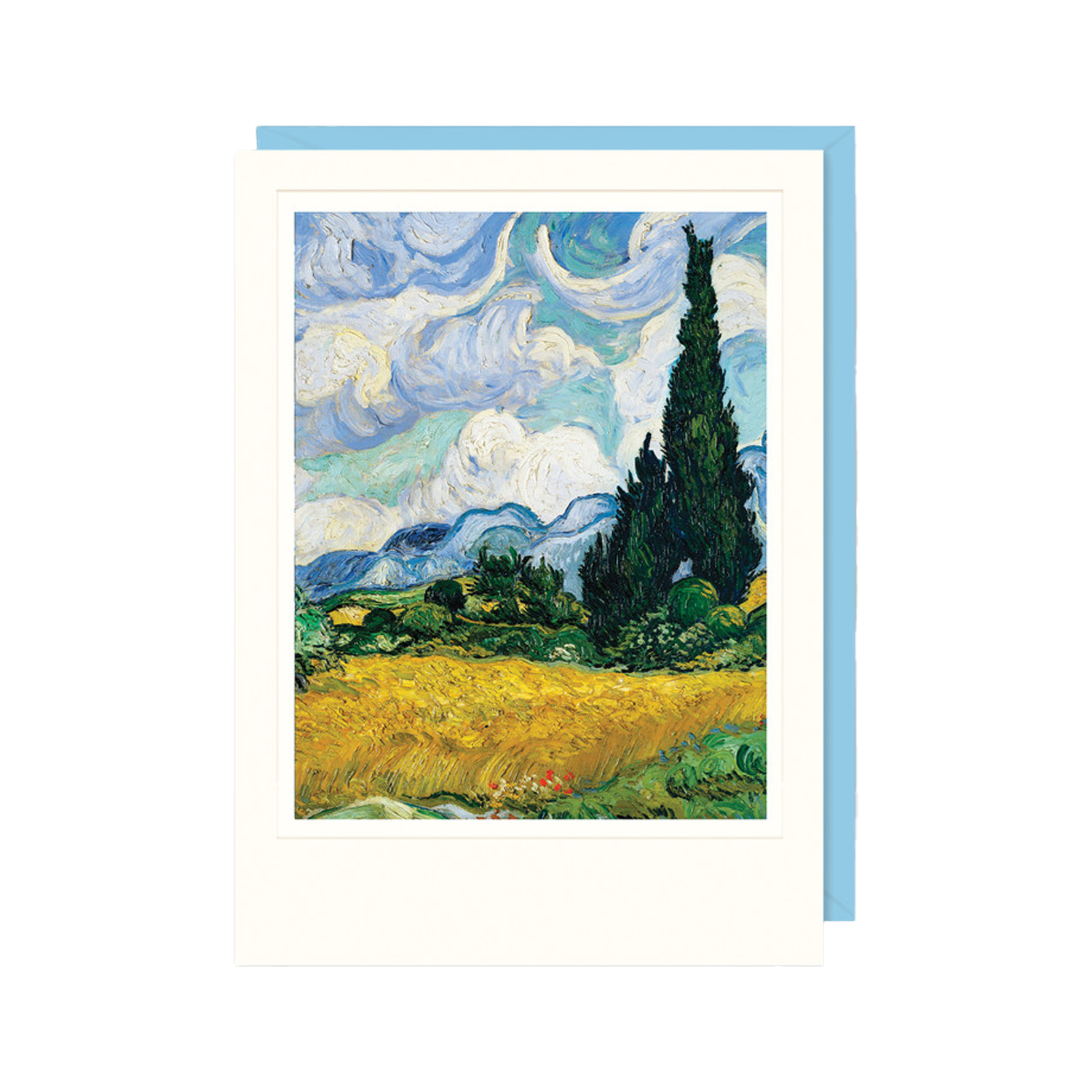 Wheat Field With Cypresses Greeting Card