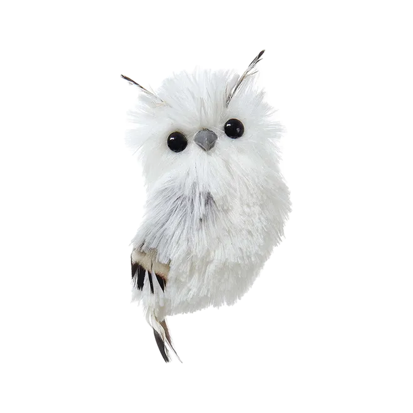 White and Silver Hanging Owl Ornament -  With Eyebrows