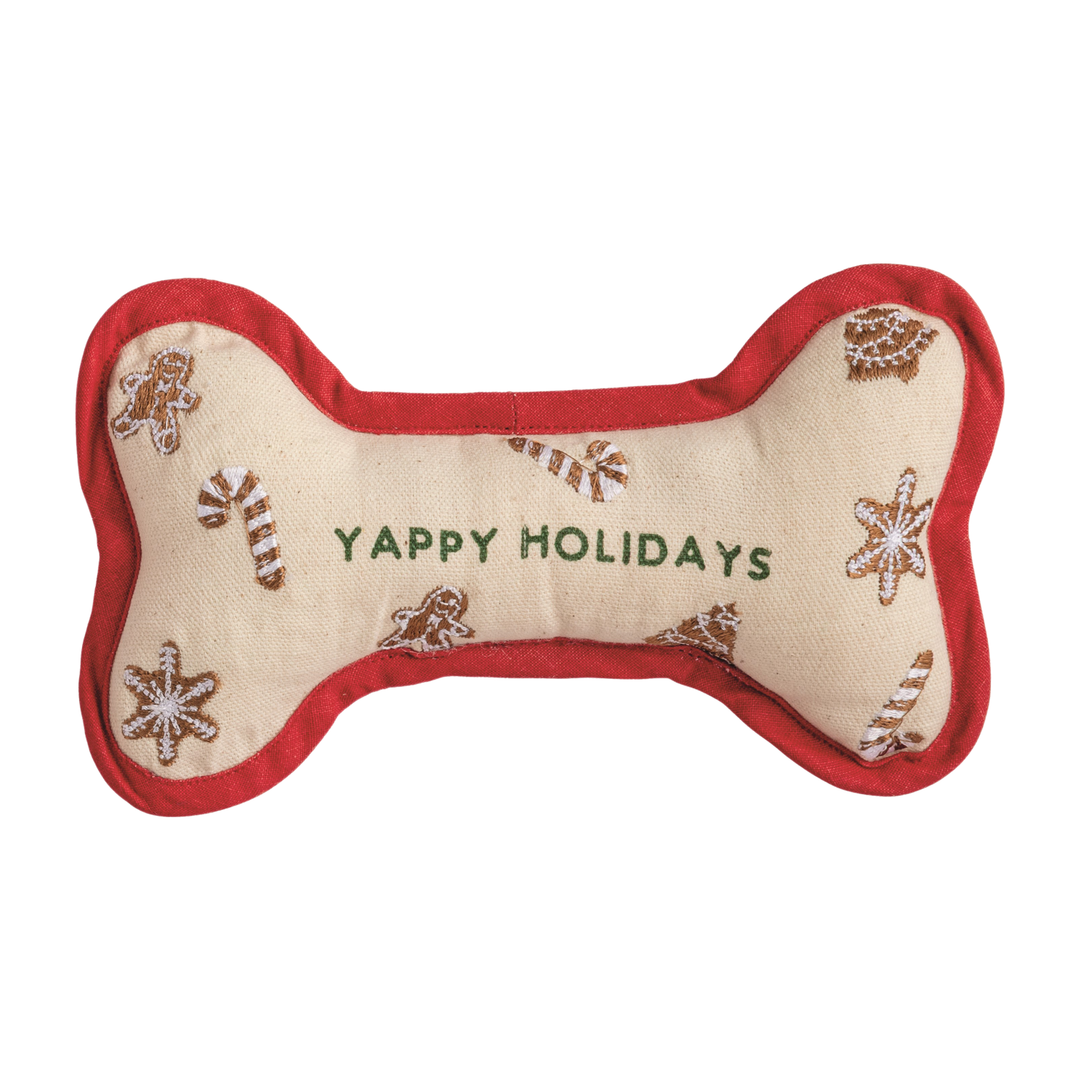 Embroidered Dog Bone - Yappy Holidays