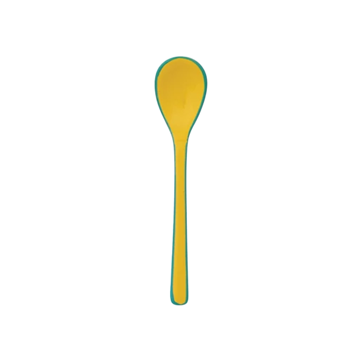 Enameled Stainless Steel Salt & Pepper Spoon - Yellow With Green Trim