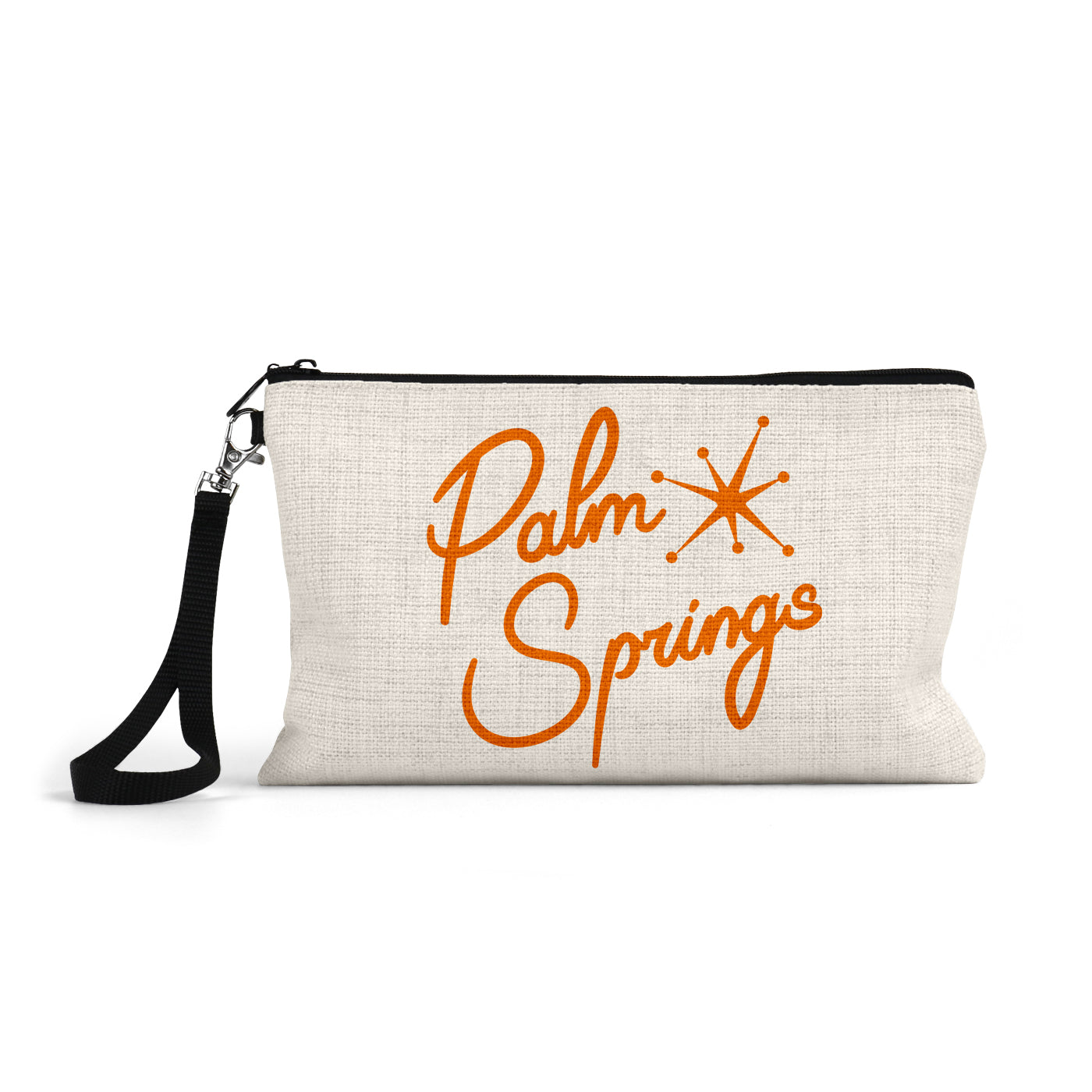 Orange Script Palm Springs Zipper Pouch