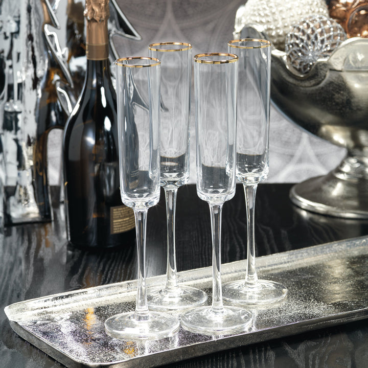 Tall Champagne Flute With Gold Rim