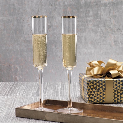 Tall Champagne Flute With Gold Rim