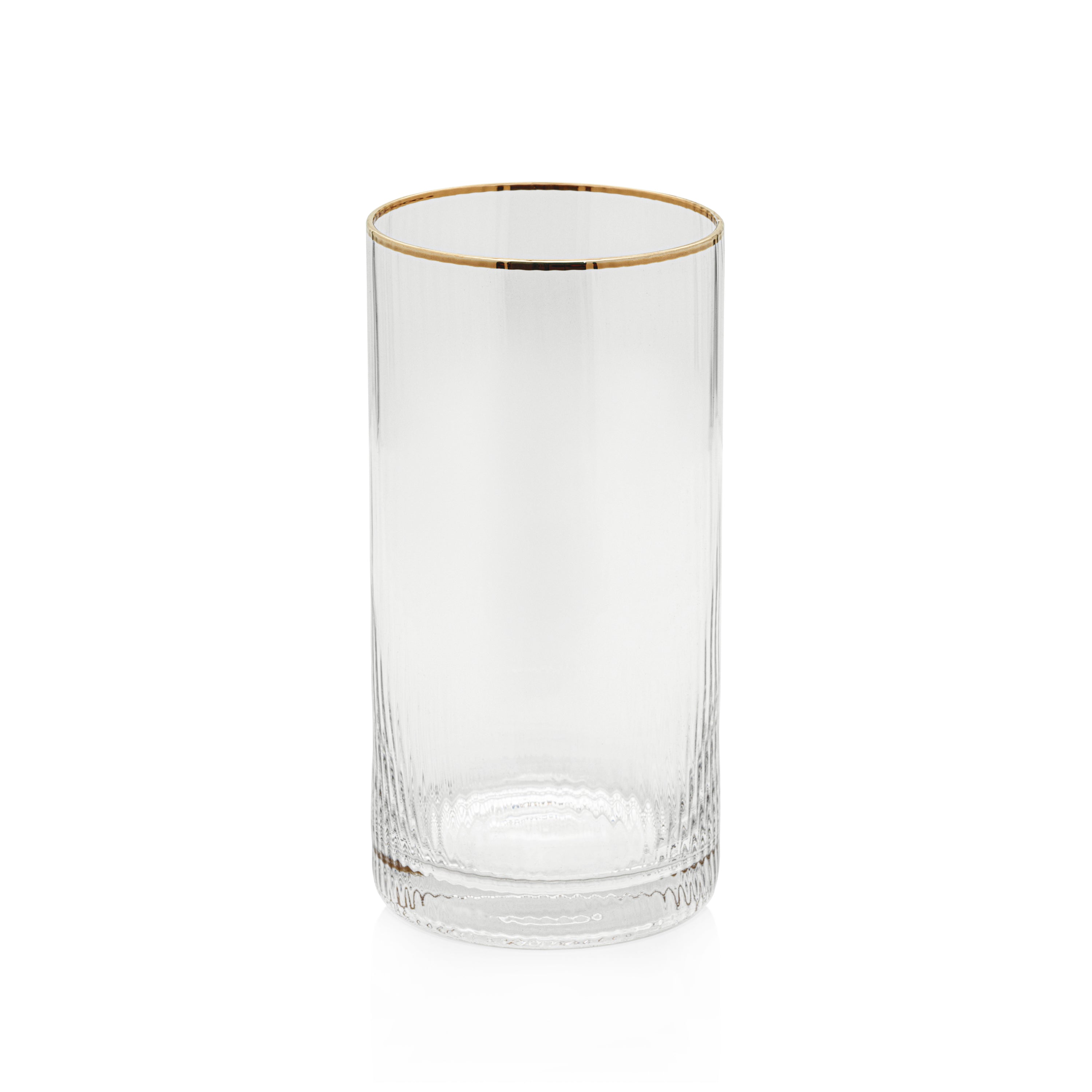 Optic Highball Glass With Gold Rim