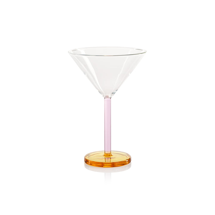 Veglia Martini Glass - Light Pink And Light Amber