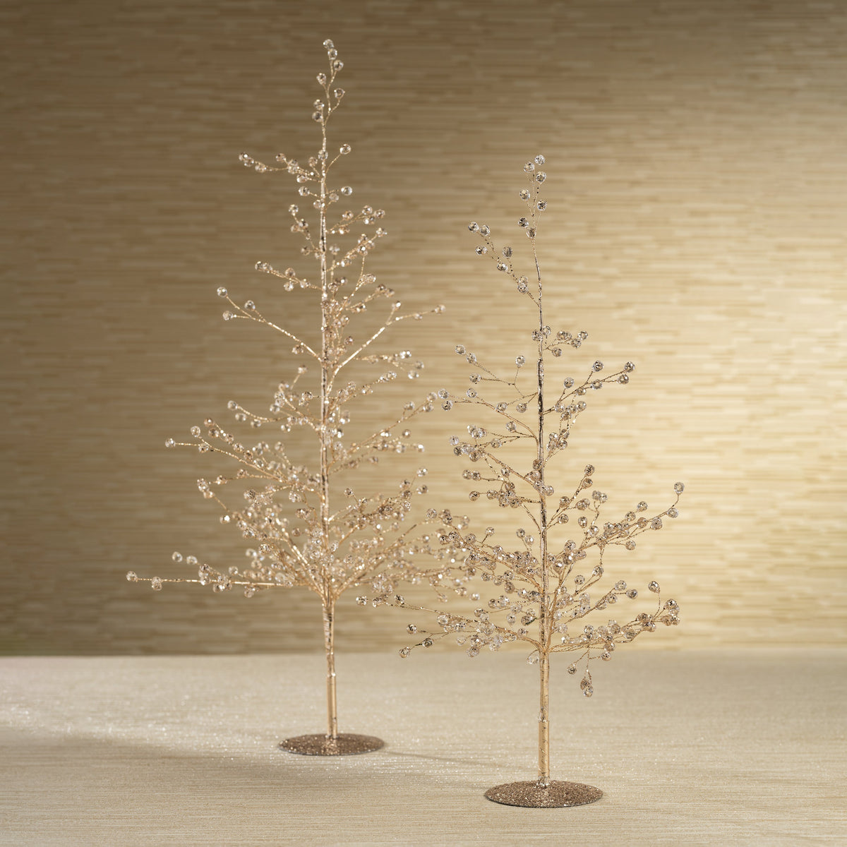 Clear & Gold Beaded Glass Berry Tree - Small - 19"