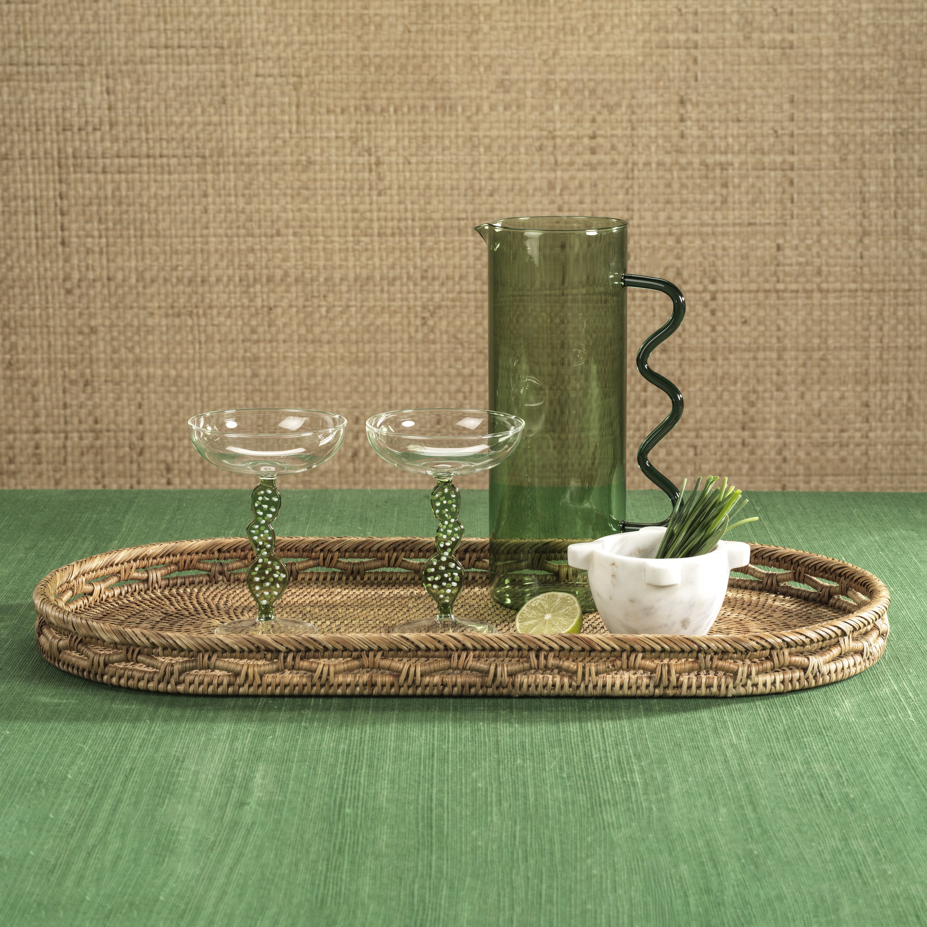 Climbing Cacti Cocktail Glass - Green