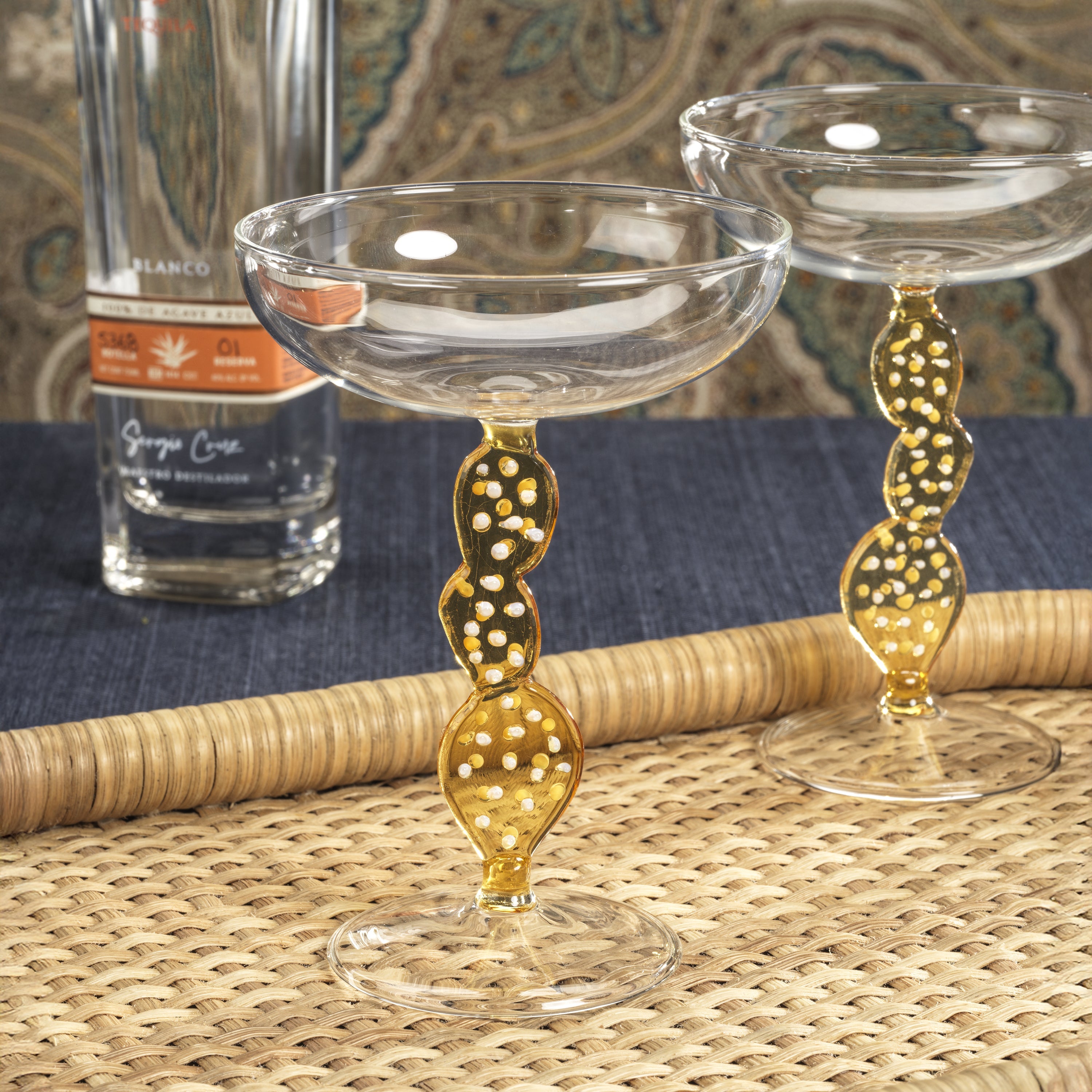 Climbing Cacti Cocktail Glass - Yellow