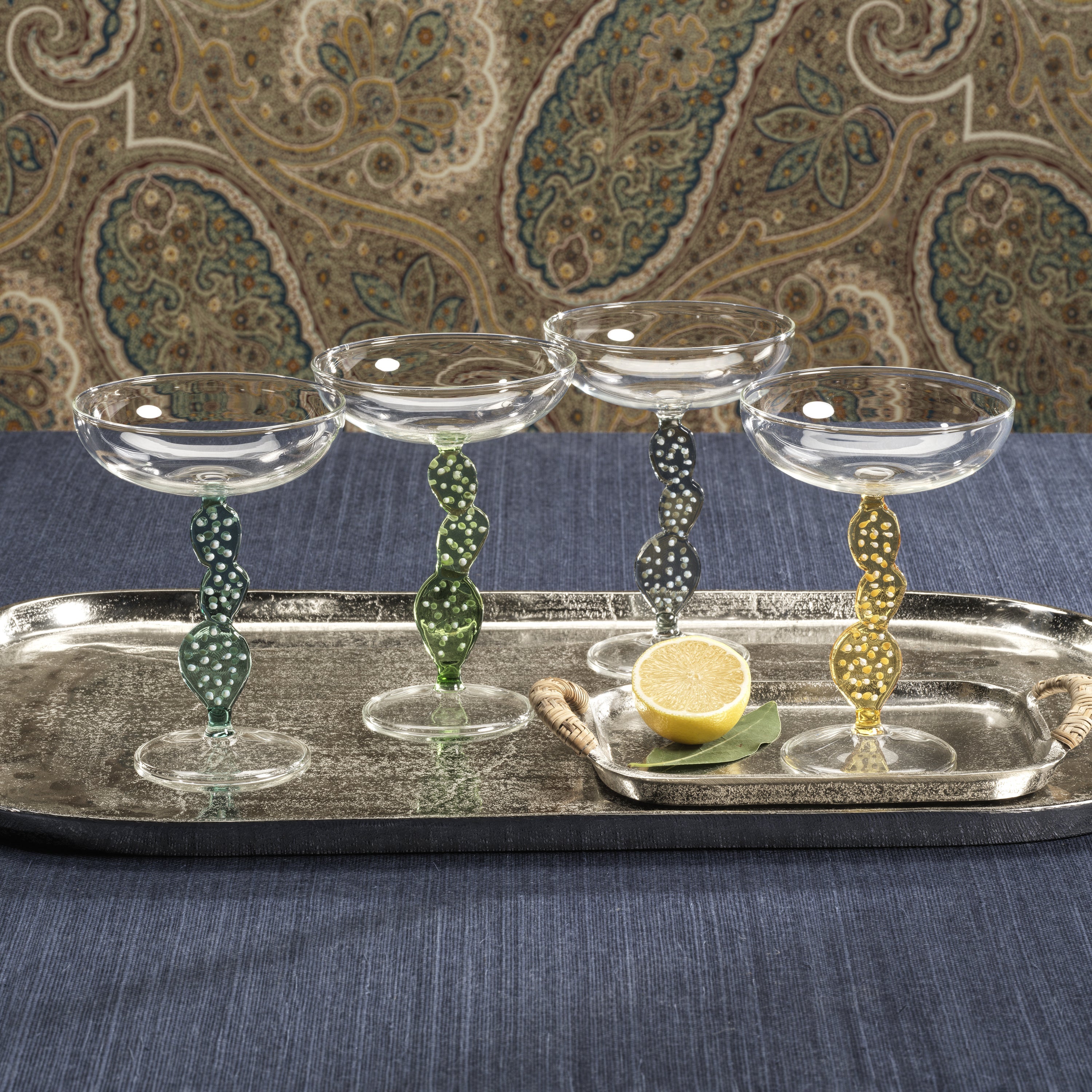 Climbing Cacti Cocktail Glass - Yellow