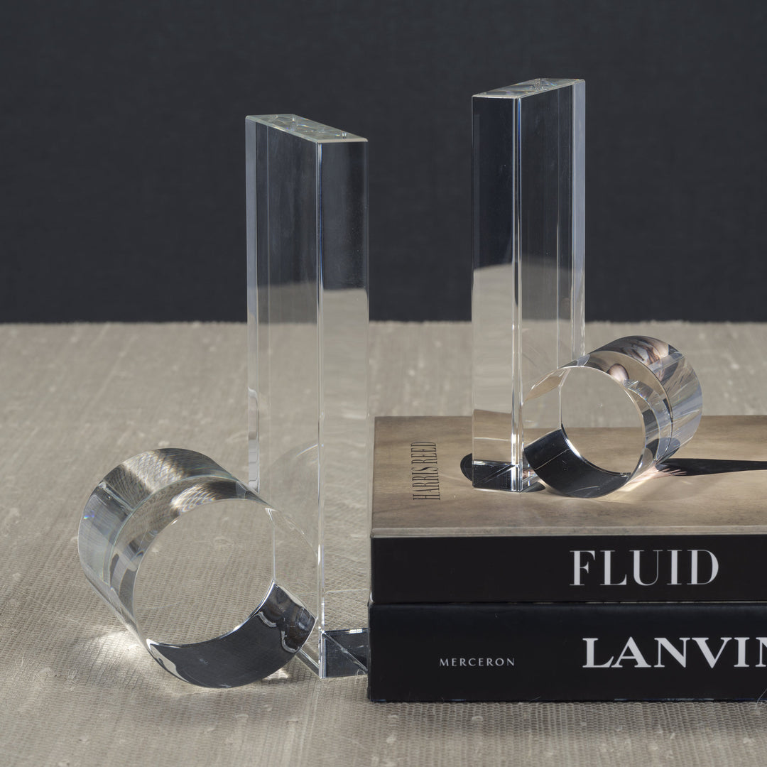 Rolled Crystal Bookends - Set Of 2