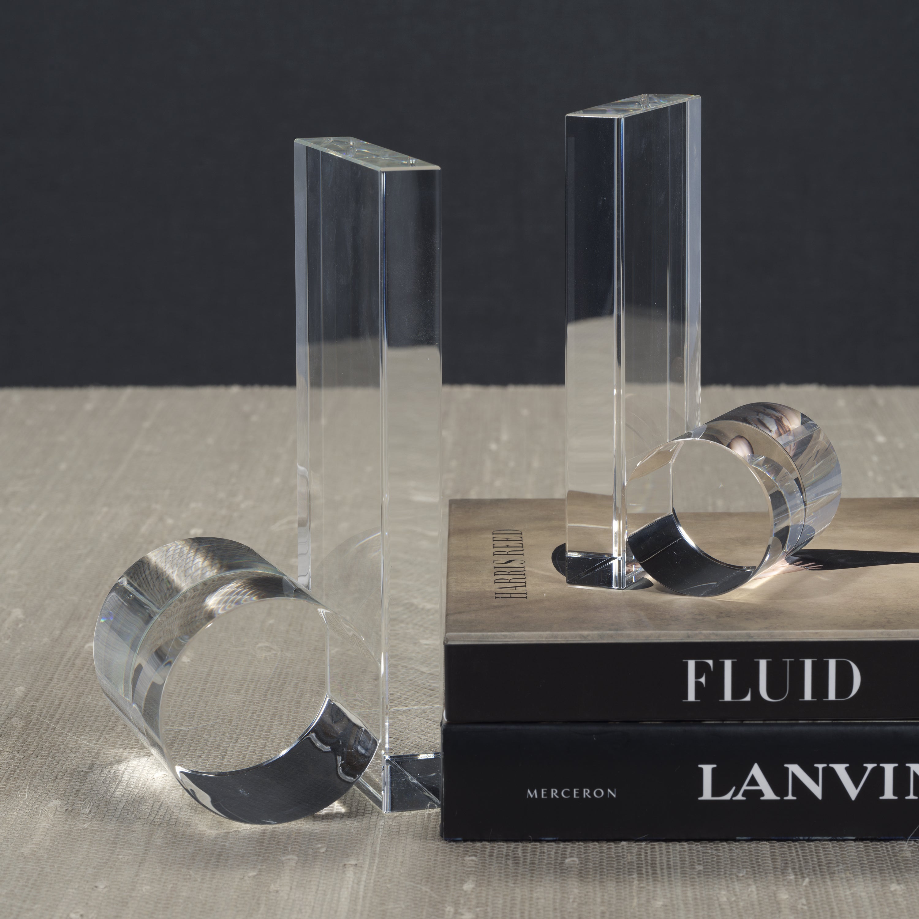 Rolled Crystal Bookends - Set Of 2