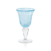 Antibes Wine Glass - Blue On Clear Base