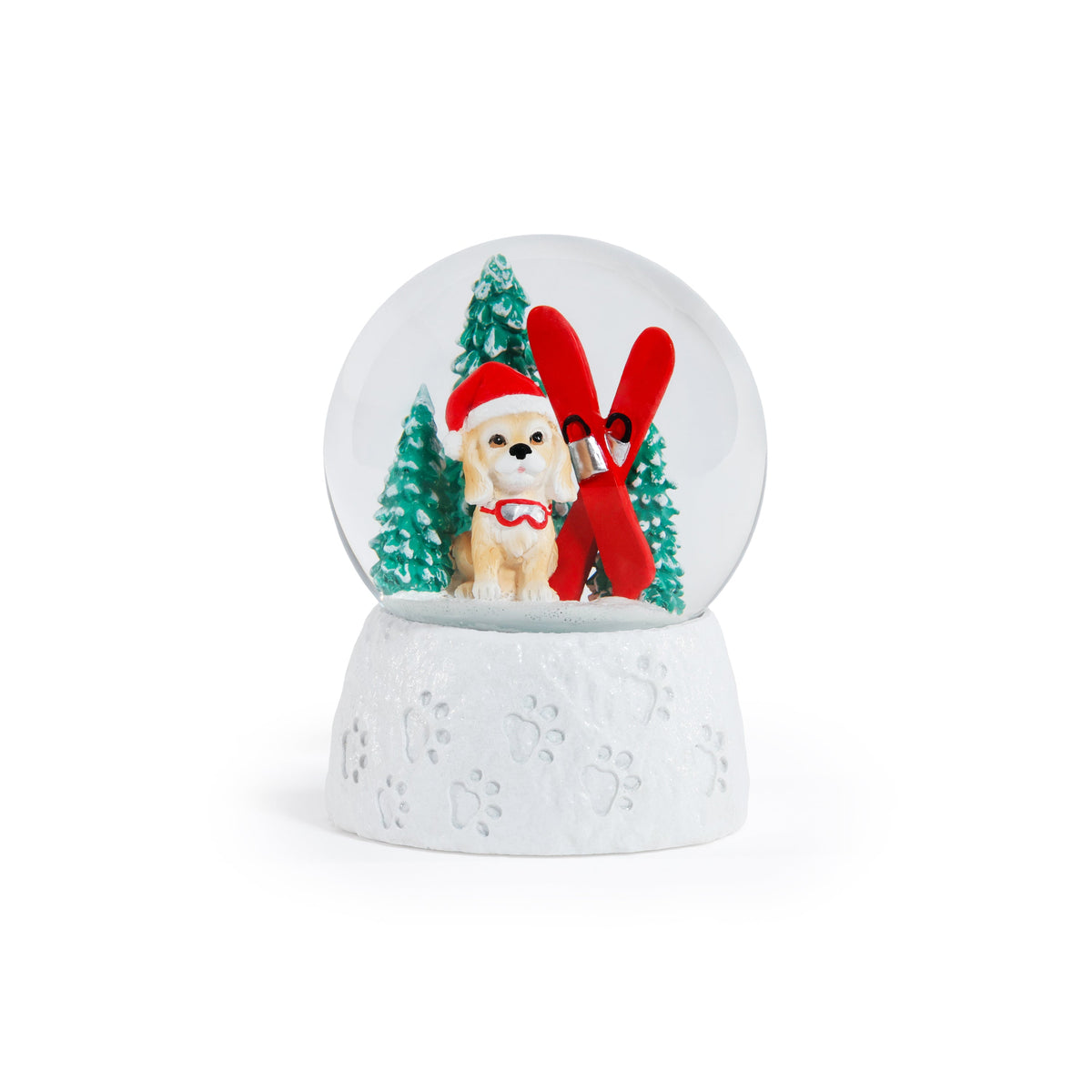 Mountain Dog With Red Ski Snow Globe