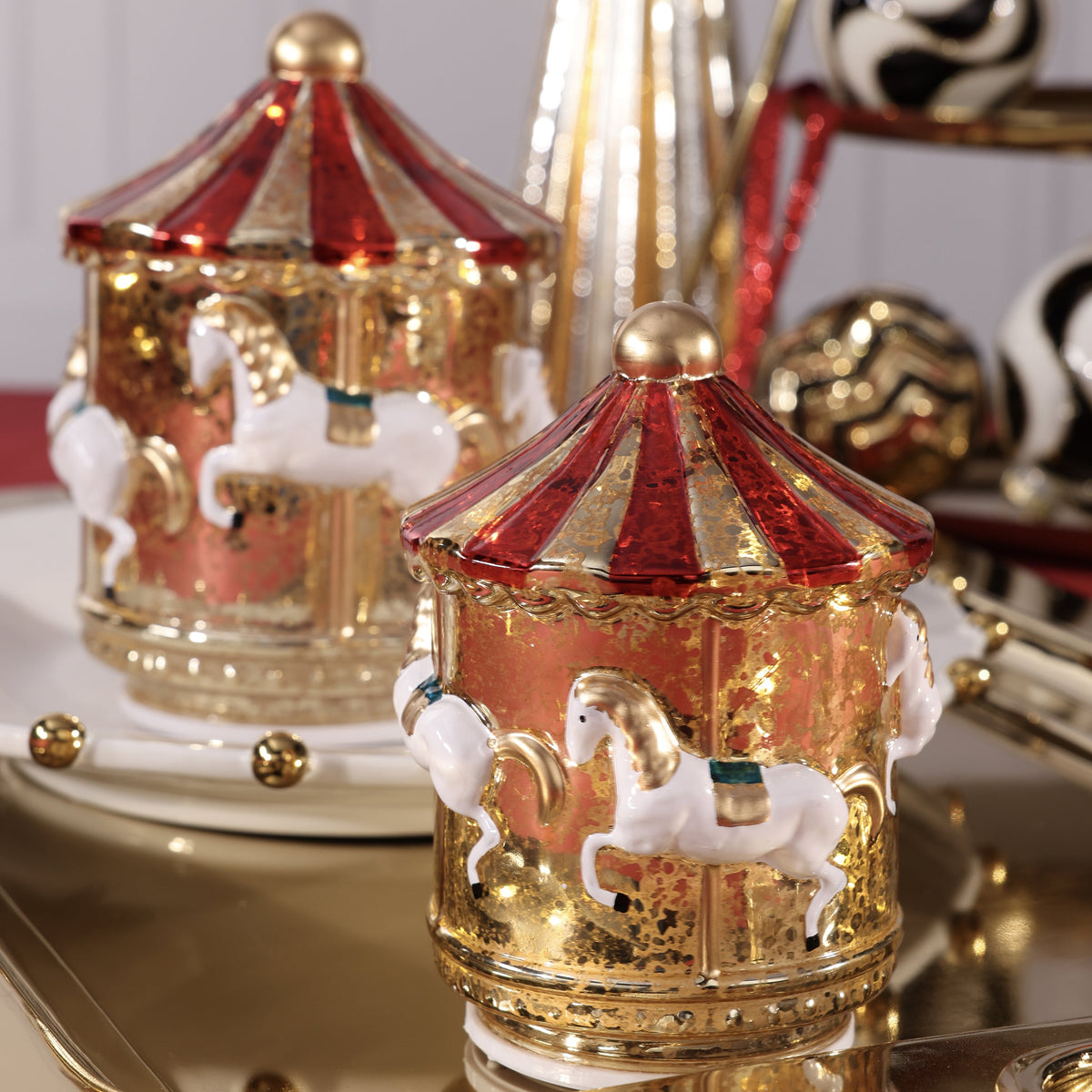 Sparkle Spin LED Red Carousel - Large