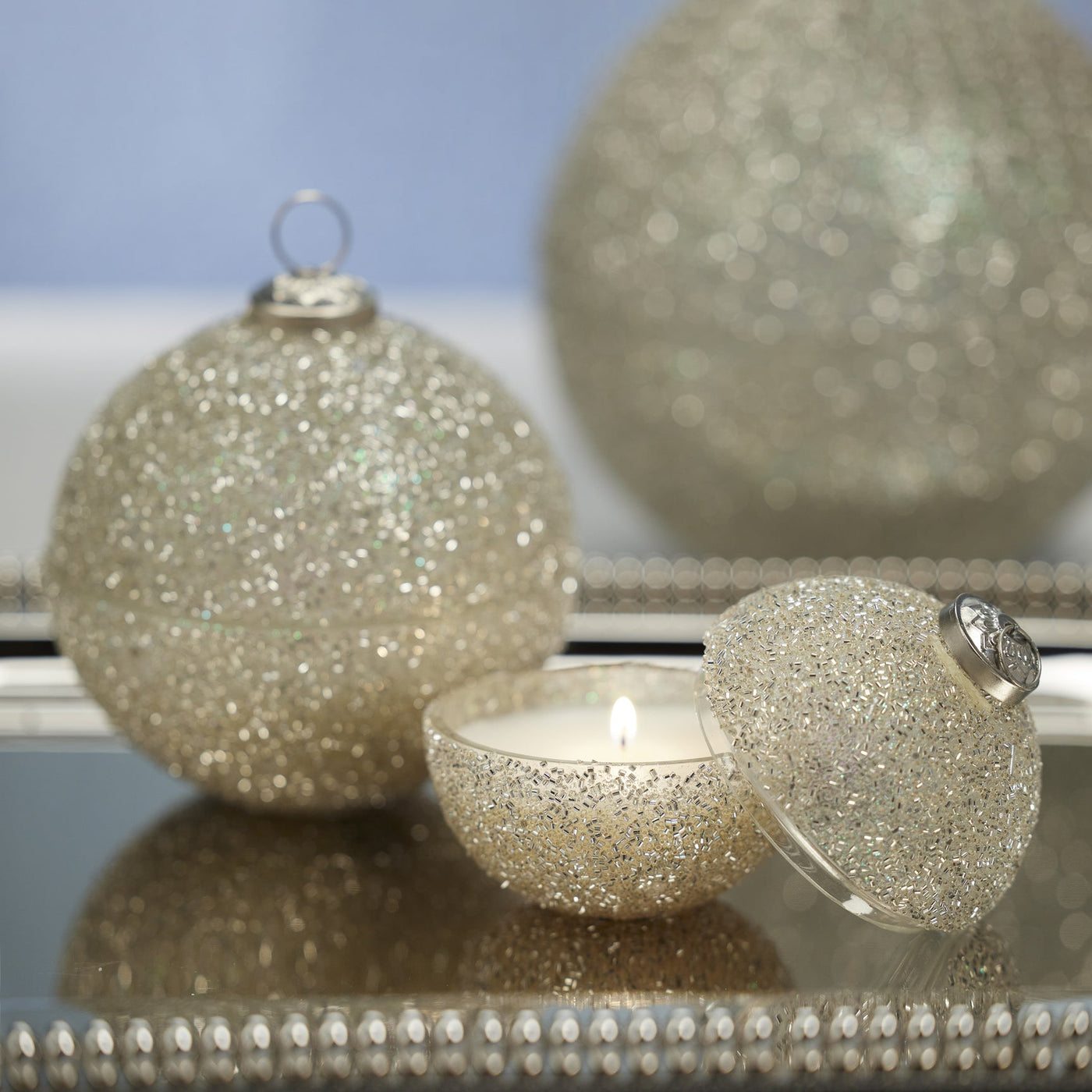 Silver Glitter Ornament Scented Candle - Siberian Fir 3.5"
