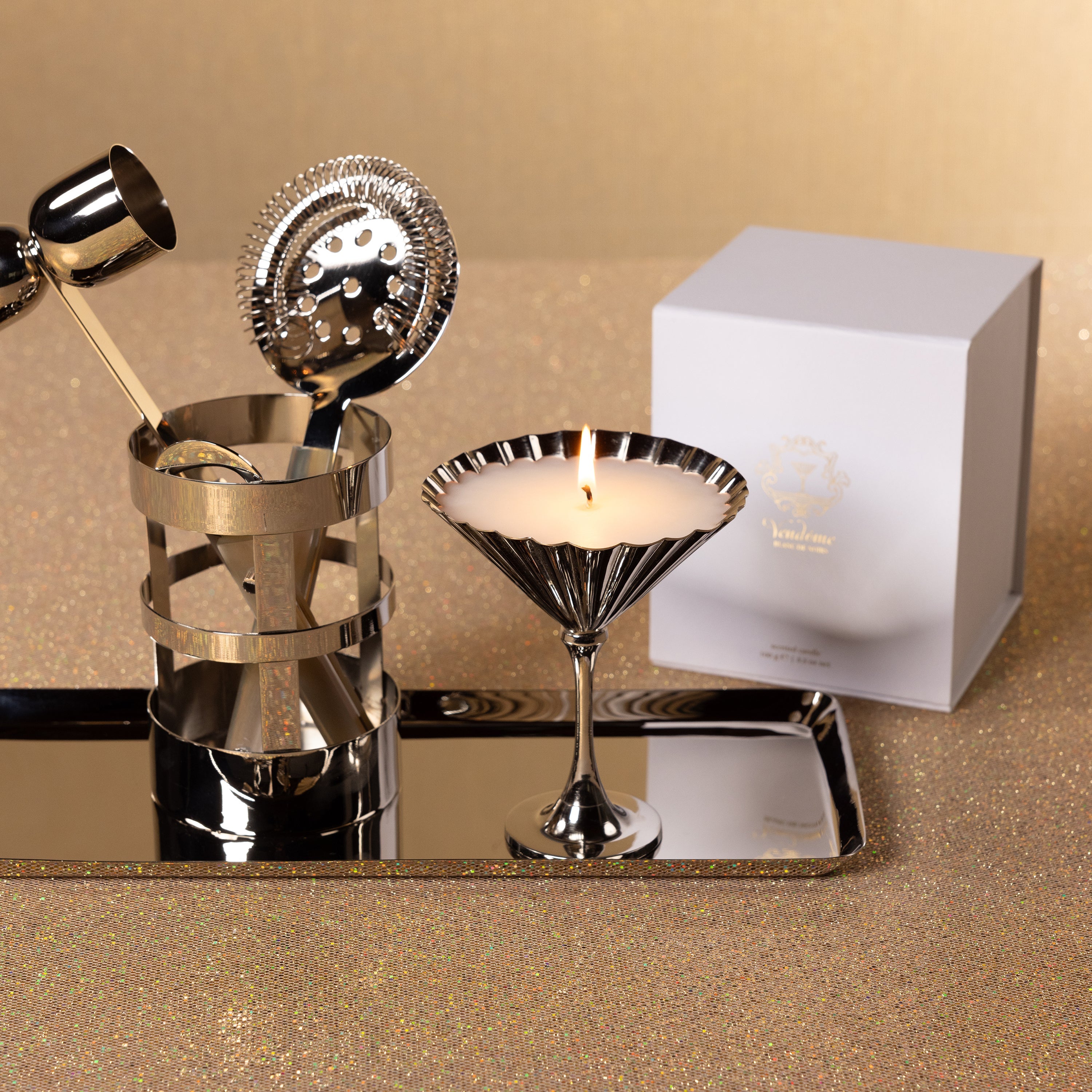 Vendome Martini Scented Candle - Polished Nickel