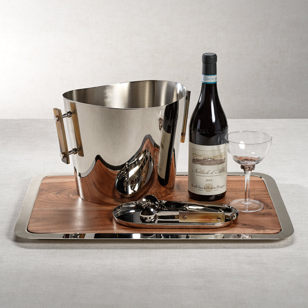 The Berkeley Wine Cooler / Ice Bucket With  Horn Handle
