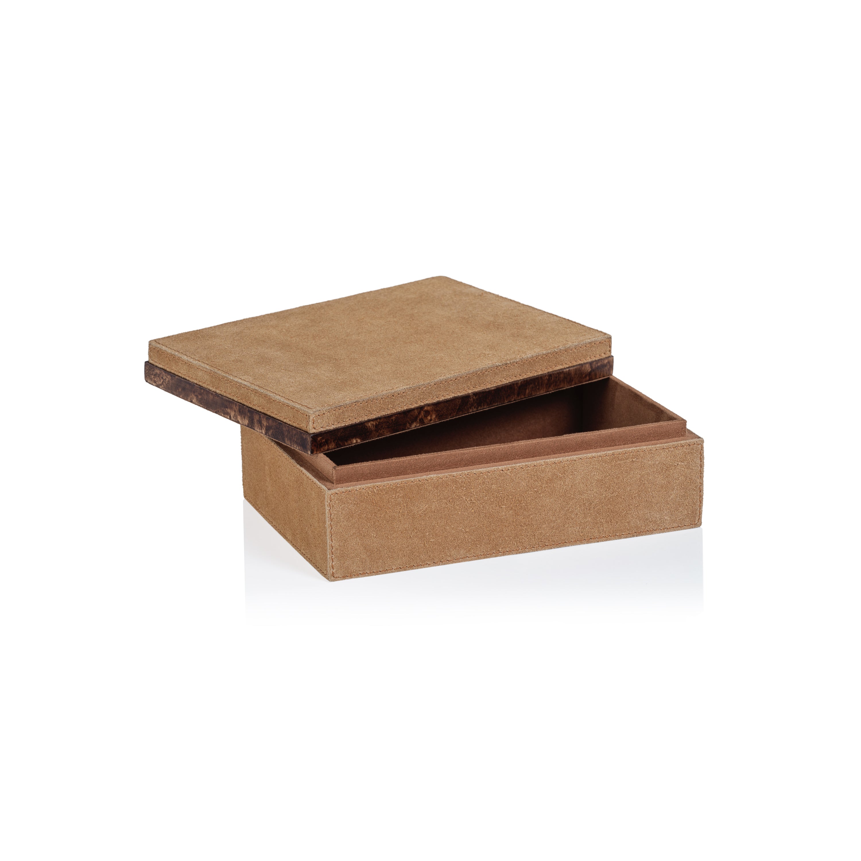 Cortina Suede Box With Burl Wood Trim