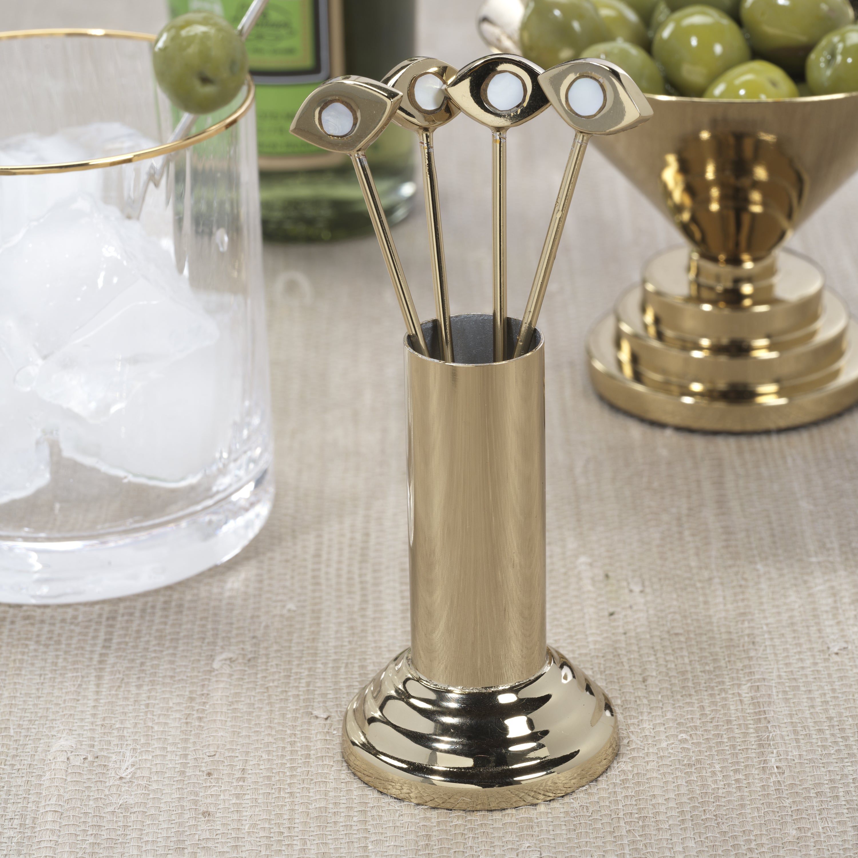 Evil Eye Cocktail Picks With Stand - Set Of 4