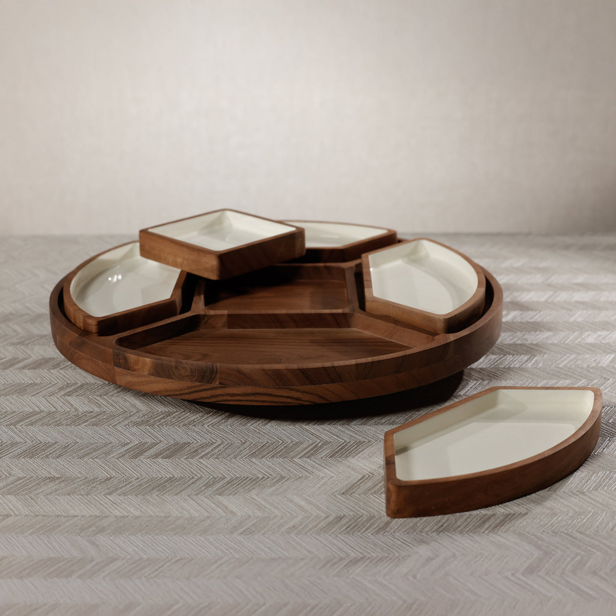 Lazy Susan With 5 Condiment Sections