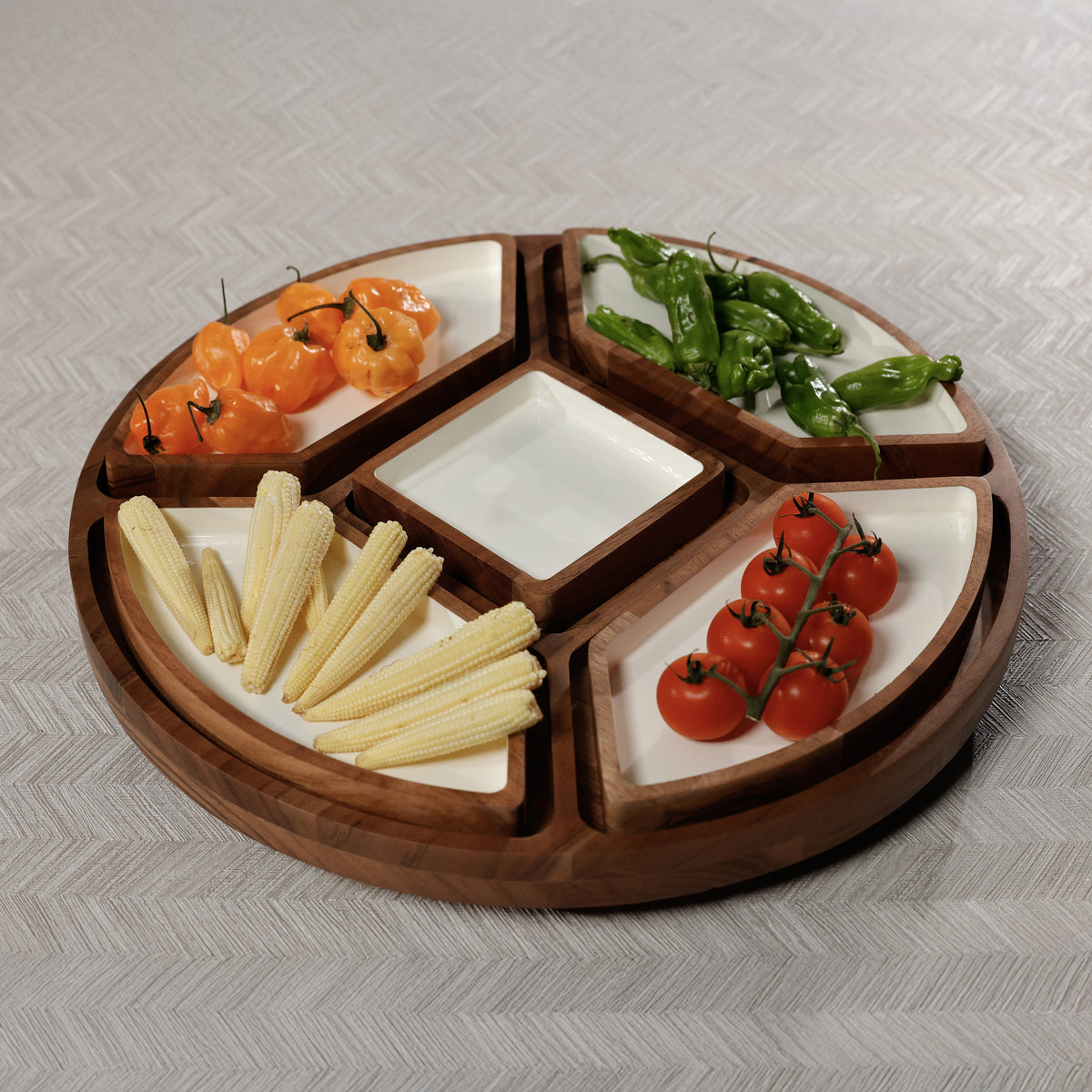 Lazy Susan With 5 Condiment Sections