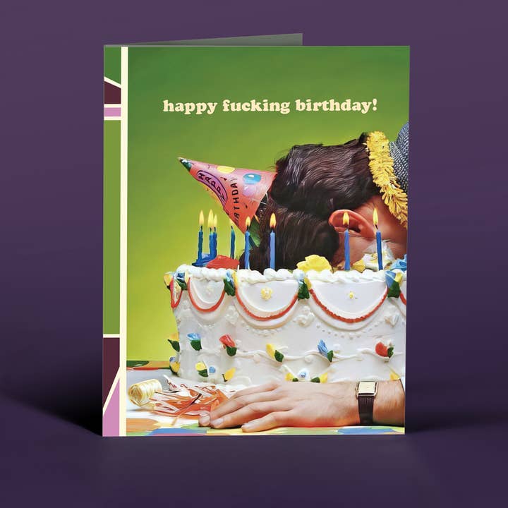 Face In Cake Birthday Card