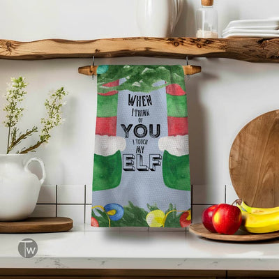 When I Think Of You Waffle Weave Kitchen Towel