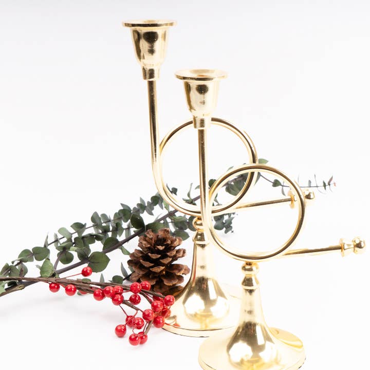 French Horn Candlestick Set - Small