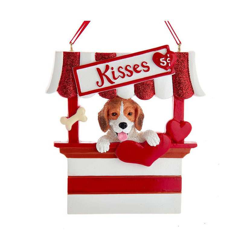 Dog "Kisses" Kissing Booth Ornament - Beagle