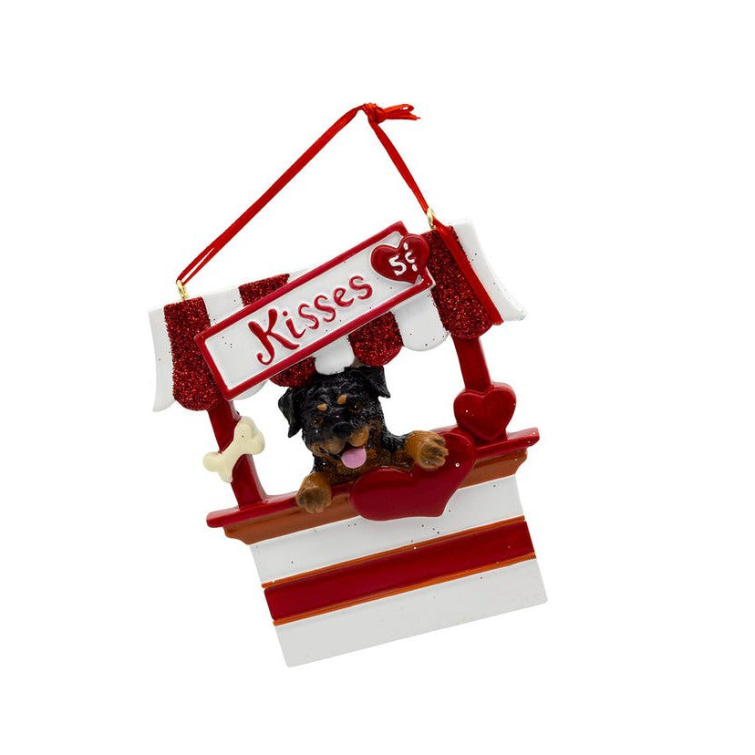 Dog "Kisses" Kissing Booth Ornament - Rottweiler