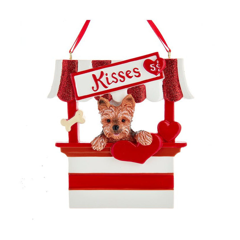 Dog "Kisses" Kissing Booth Ornament - Yorkie