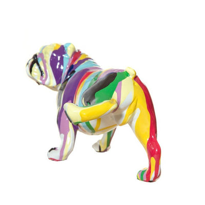 Graffiti Bull Dog With Leg Up Sculpture - 10" Long