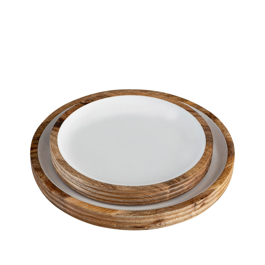Mango Wood Round Platter Set