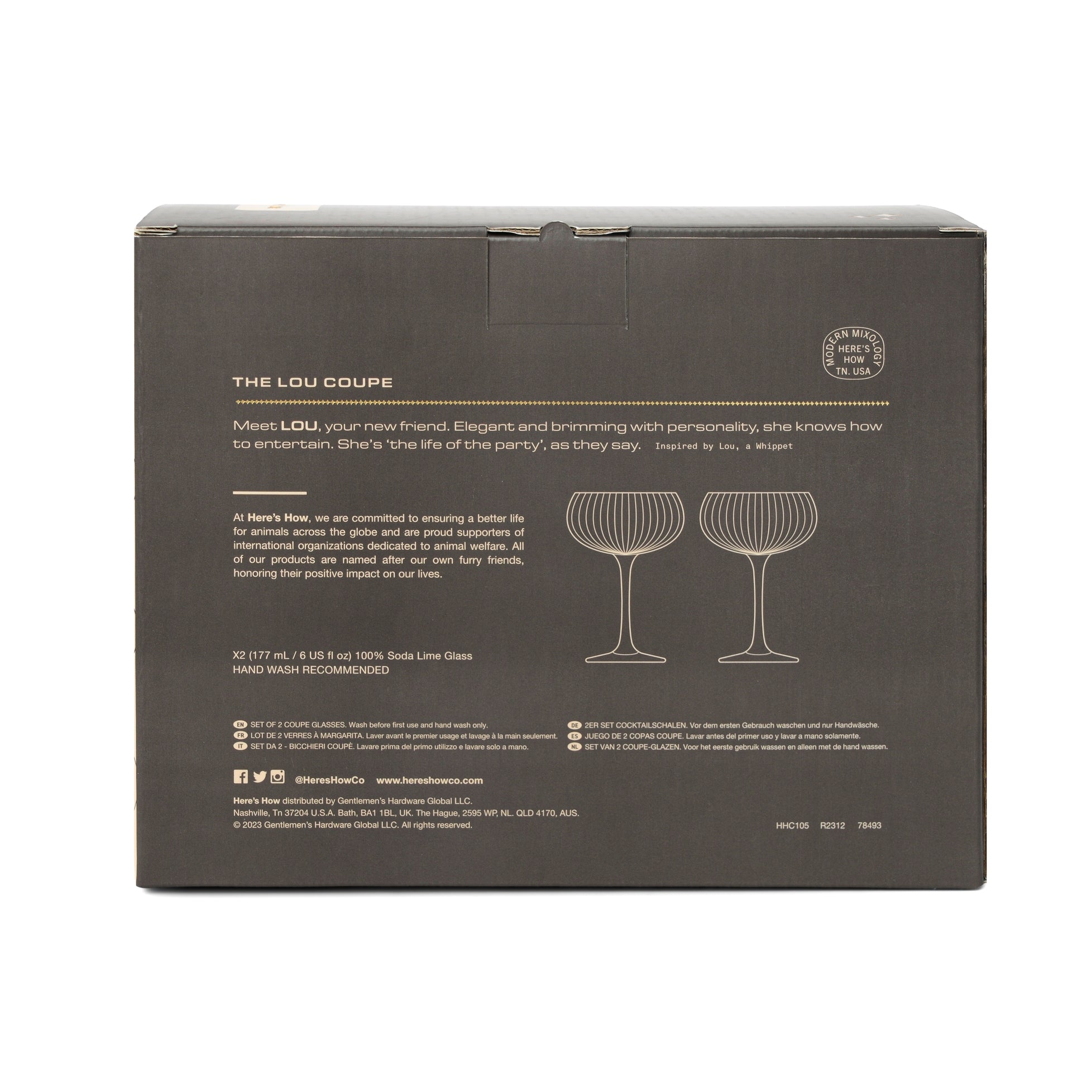 The Lou Coupe Glass - Smoke Set of 2