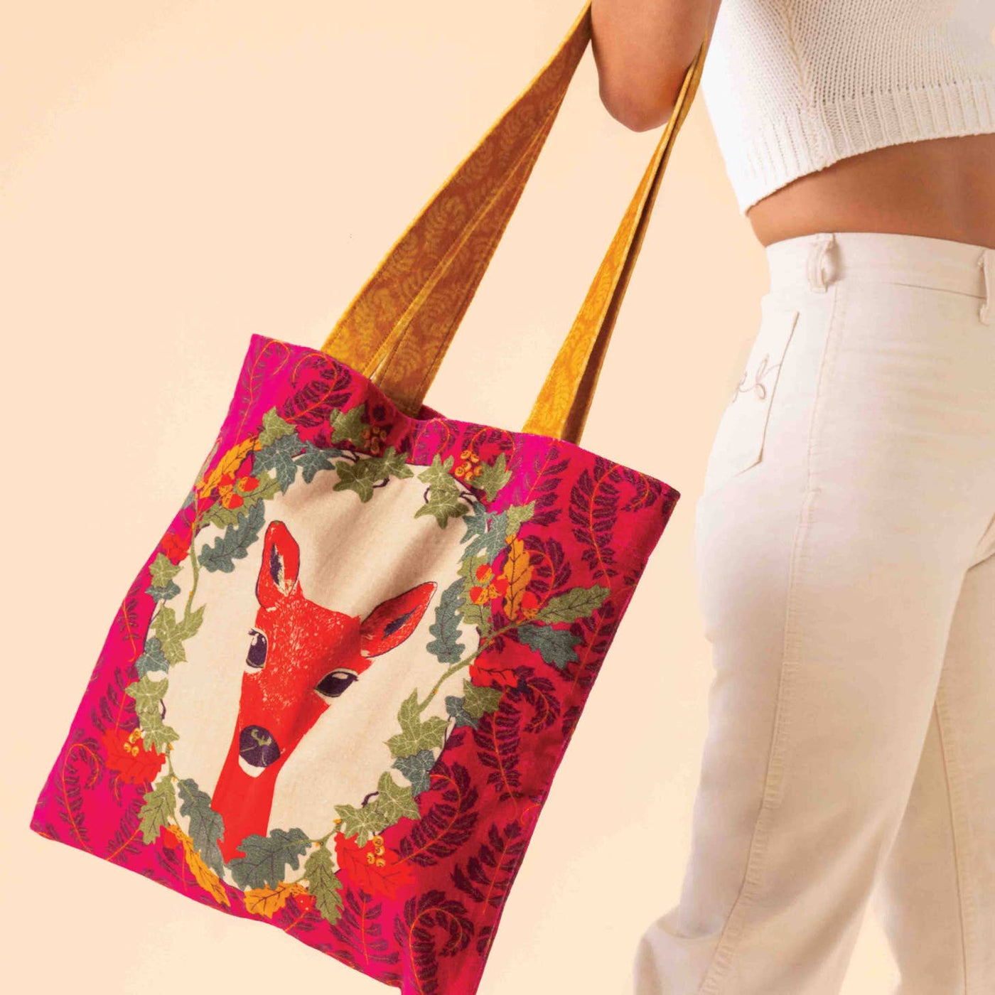 Enchanted Evening Doe Velvet Tote Bag - Fuchsia