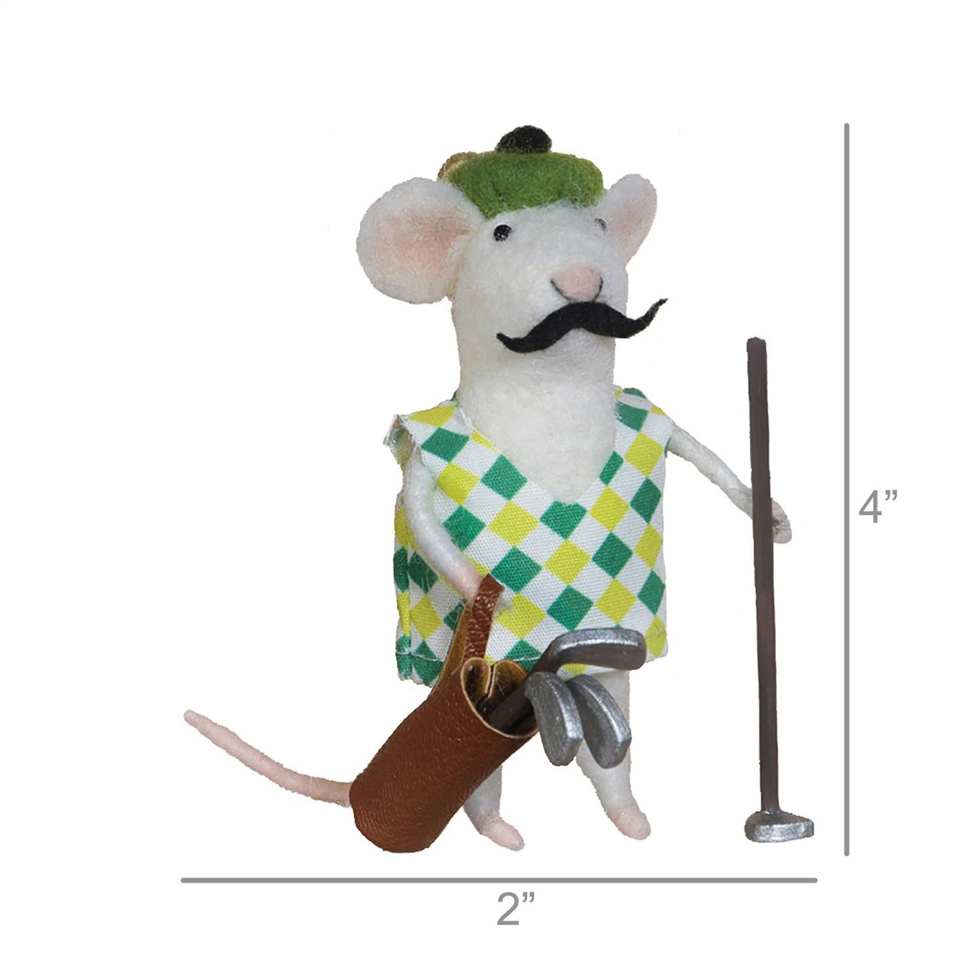 Golfer Mouse Felt Ornament