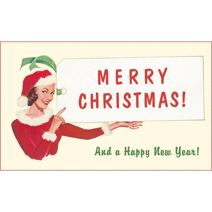 Woman In Elf Suit Holiday Greeting Card