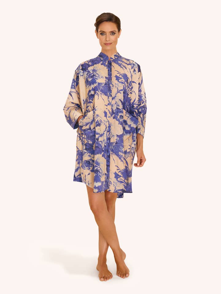 China Blue Oversized Shirt Dress