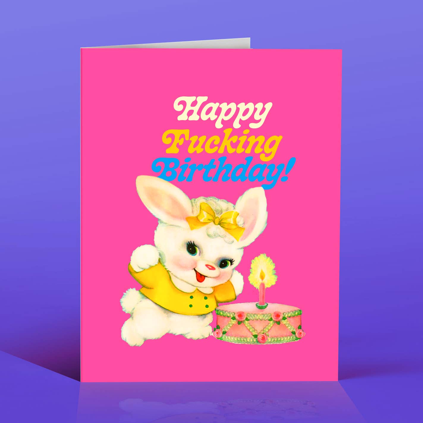 Pink Bunny Happy F*ing Bithday Birthday Card - Just Fabulous Palm Springs
