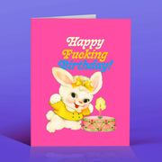 Pink Bunny Happy F*ing Bithday Birthday Card - Just Fabulous Palm Springs