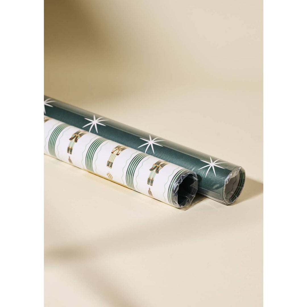 Nutcracker & Stripe Stars Double Sided Wrapping Paper