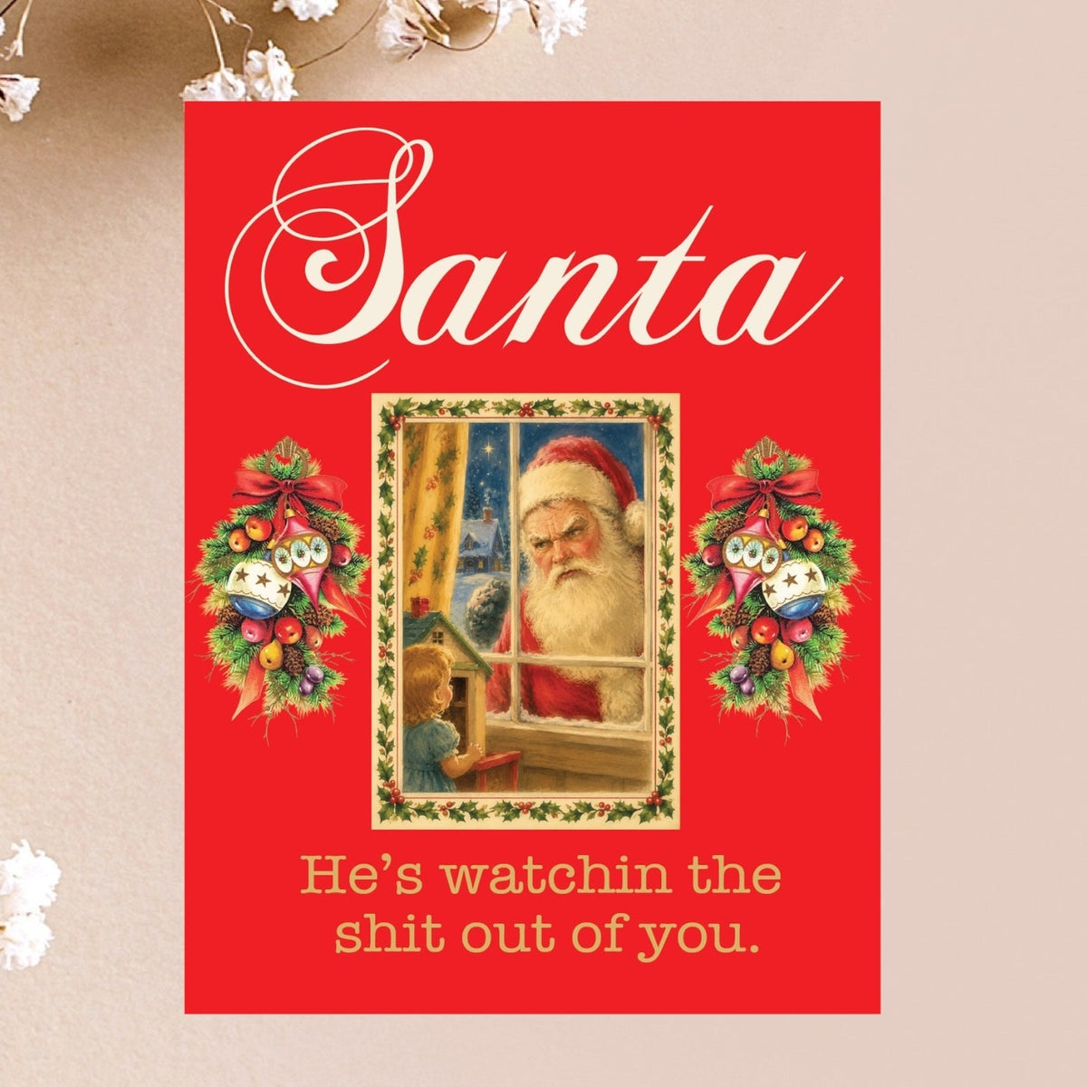 He's Watching Holiday Card