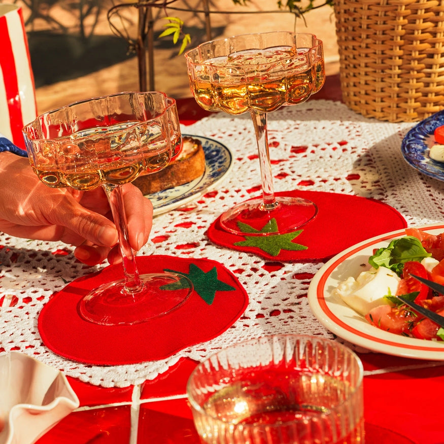 Tomato Linen Cocktail Napkins - Set Of 4