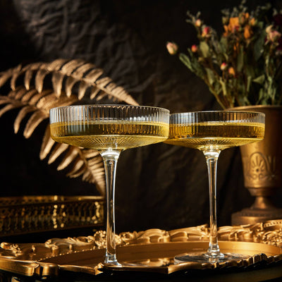 Vintage Art Deco Ribbed Coupe Cocktail Glasses