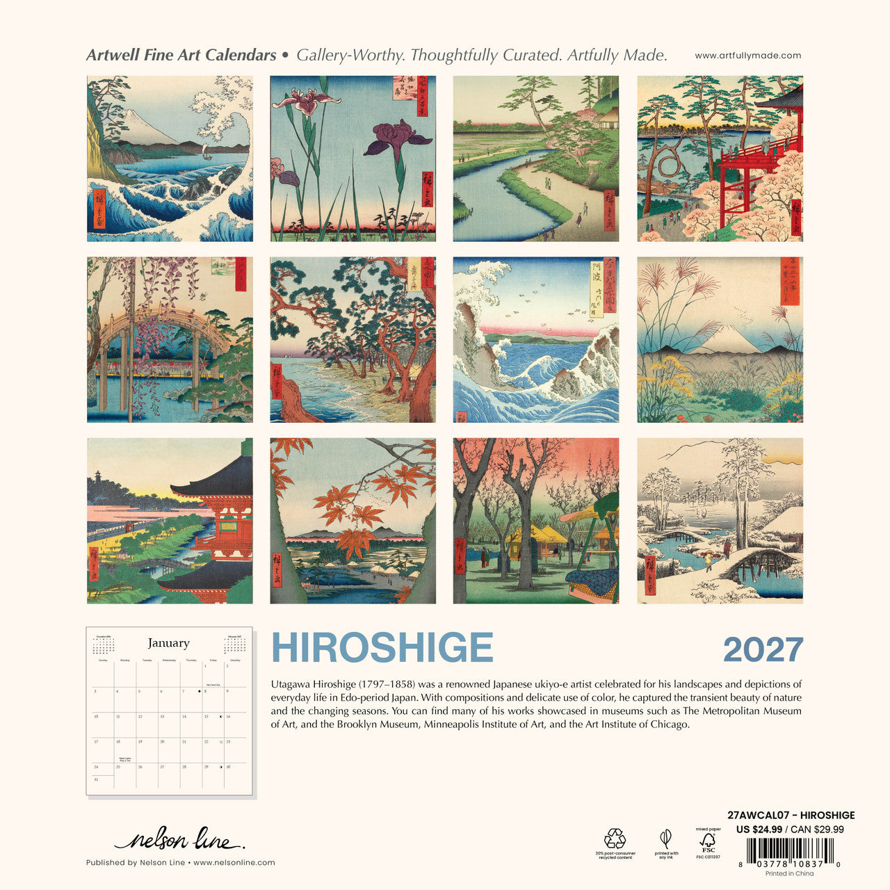 2027 Hiroshige 12 x 12 Calendar - Just Fabulous Palm Springs