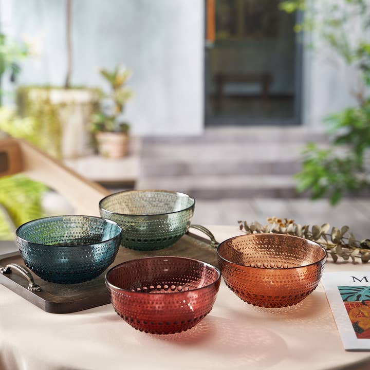 Hobnail Colored Glass Bowl - Blue