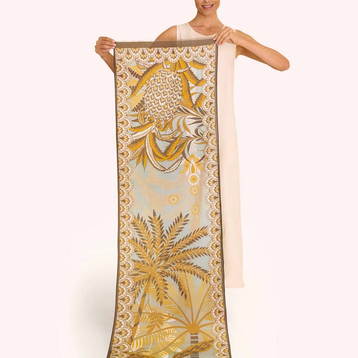 Patterned Palms Cotton Scarf