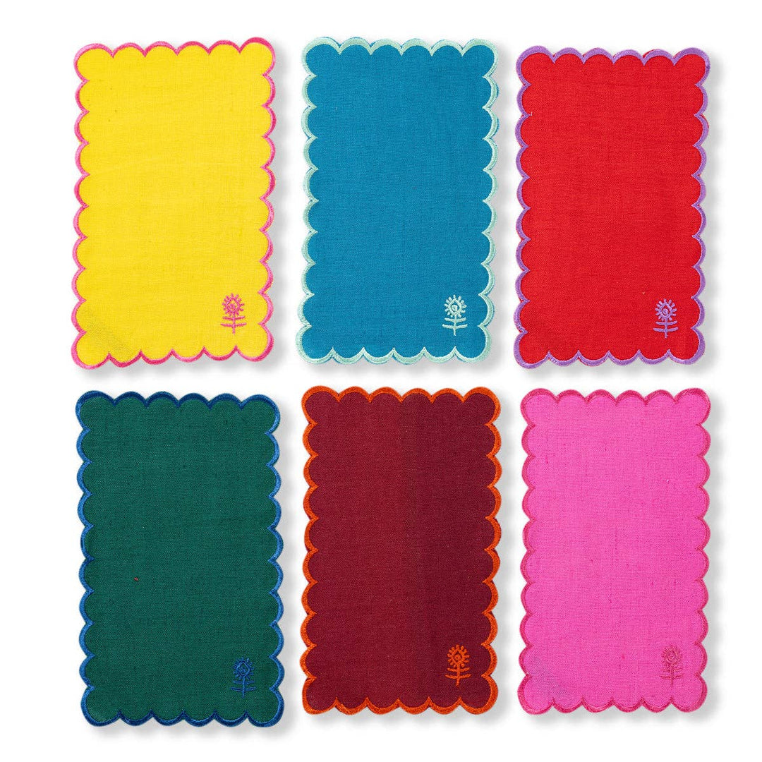 Icon Rainbow Linen Cocktail Napkins - Set Of 6